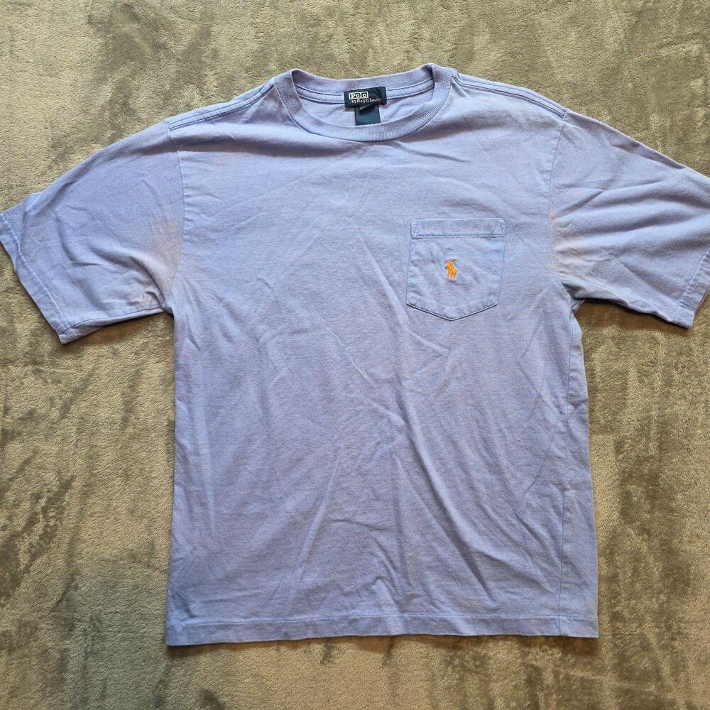 Polo Ralph Lauren Shirt Mens M Purple Pocket Pony Logo T-Shirt Crew Neck Casual